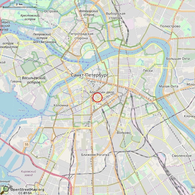 Карта где находится Памятник Ольге Берггольц (Санкт-Петербург) в мелком масштабе