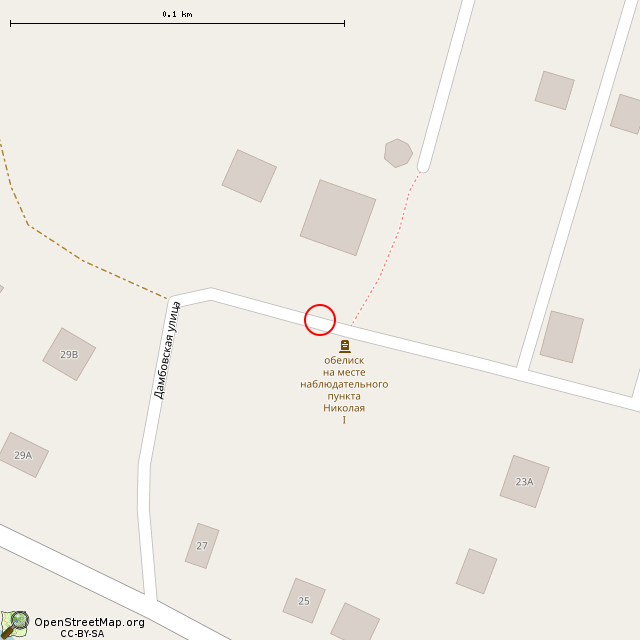 Карта где находится Обелиск на месте наблюдательного пункта (Верхняя Бронна)      | памятник, монумент, указатель, памятный знак, стела в крупном масштабе