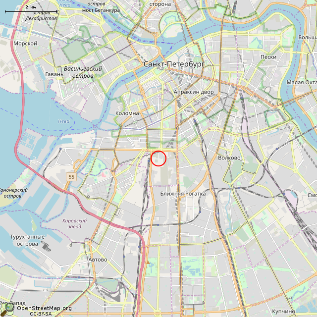 Карта где находится Памятник С. М. Кирову (Санкт-Петербург) в мелком масштабе