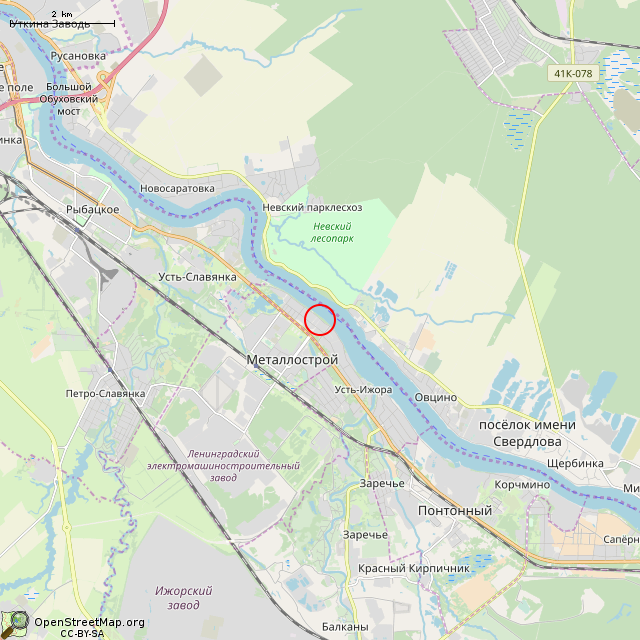 Карта где находится Памятник юным усть-ижорцам (Санкт-Петербург) в мелком масштабе
