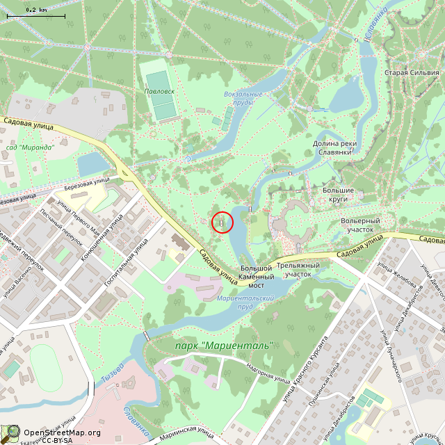 Карта где находится Каменный мост с шлюзом (Санкт-Петербург) в среднем масштабе