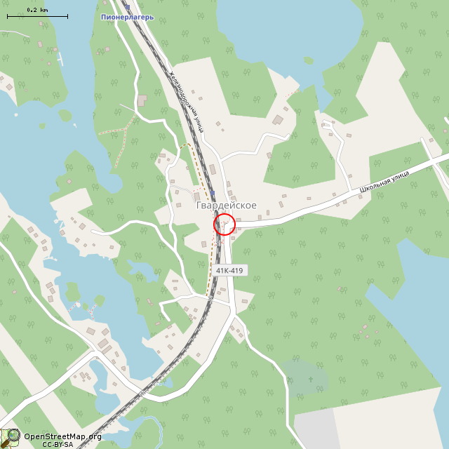 Карта где находится Туалет (Гвардейское) в среднем масштабе