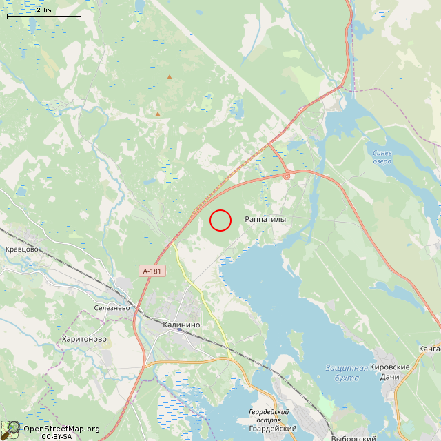 Карта где находится Убежище (бункер) (Выборг) в мелком масштабе