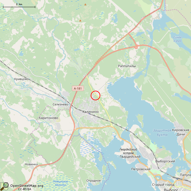 Карта где находится ОП на высотке (Выборг) в мелком масштабе