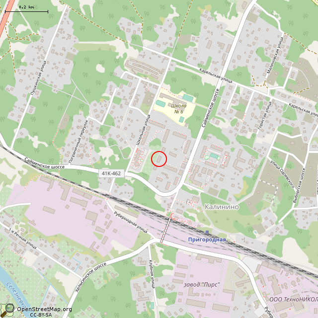 Карта где находится Privokzalny pereulok, 4 (Vyborg) в среднем масштабе