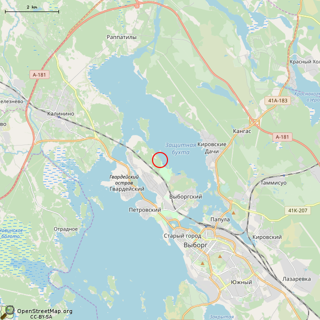 Карта где находится Скульптура «Вяйнямёйнен» (Выборг) в мелком масштабе