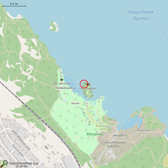 Карта где находится Гранитный крест и две могилки (Выборг) в среднем масштабе