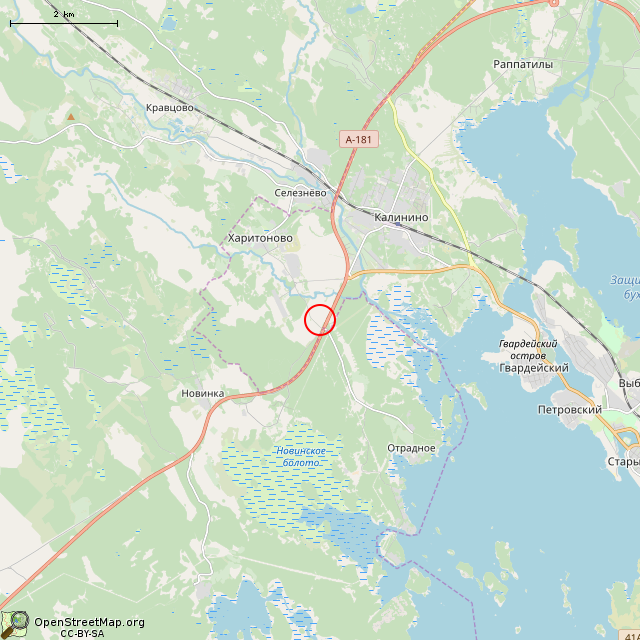 Карта где находится Остатки недостроенной АЗС (Выборг) в мелком масштабе