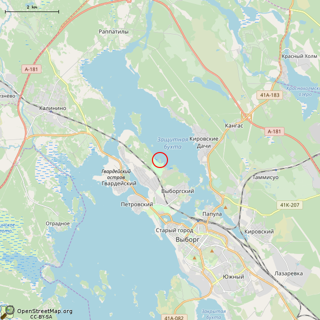 Карта где находится Крест (Выборг)      | могила в мелком масштабе
