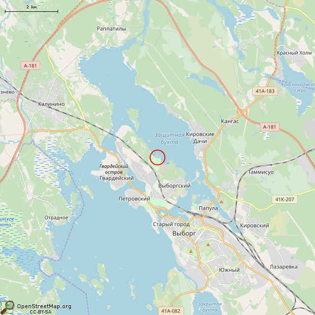 Карта где находится Калитка (Выборг)      | достопримечательность в мелком масштабе