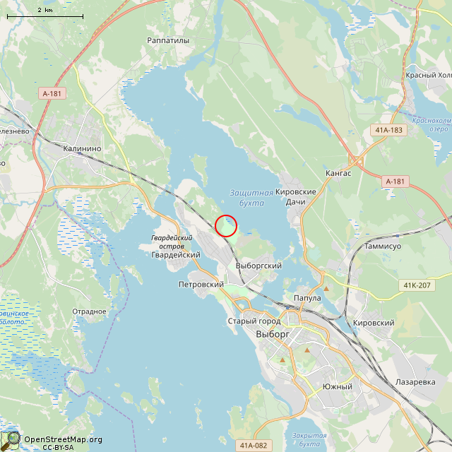 Карта где находится Источник «Нарцисс» (Выборг) в мелком масштабе