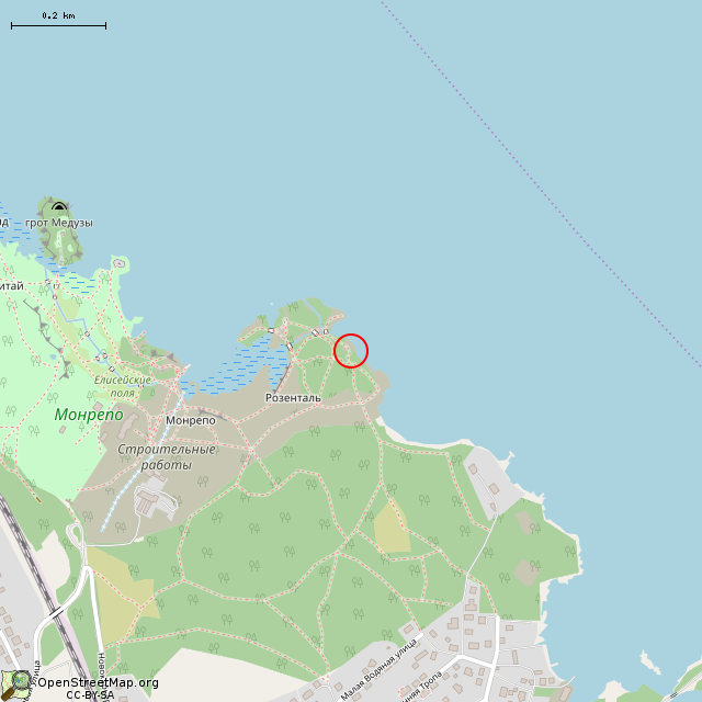 Карта где находится Падающий камень (Выборг) в среднем масштабе