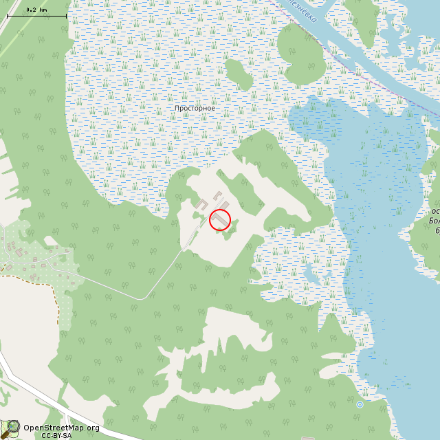 Карта где находится Заброшенный коровник в среднем масштабе