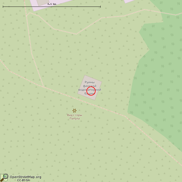 Карта где находится Недействующая водонапорная башня (Выборг) в крупном масштабе