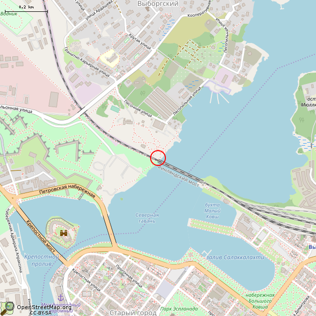 Карта где находится ЖБОТ (Выборг) в среднем масштабе