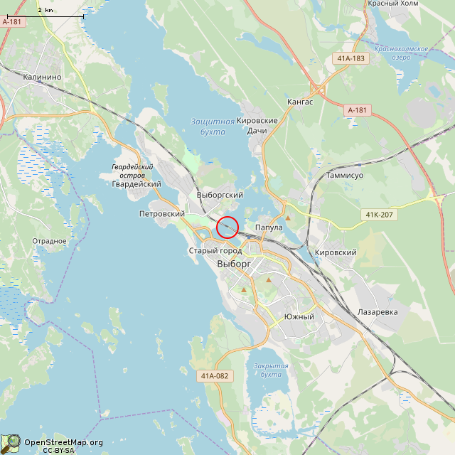 Карта где находится ЖБОТ (Выборг) в мелком масштабе
