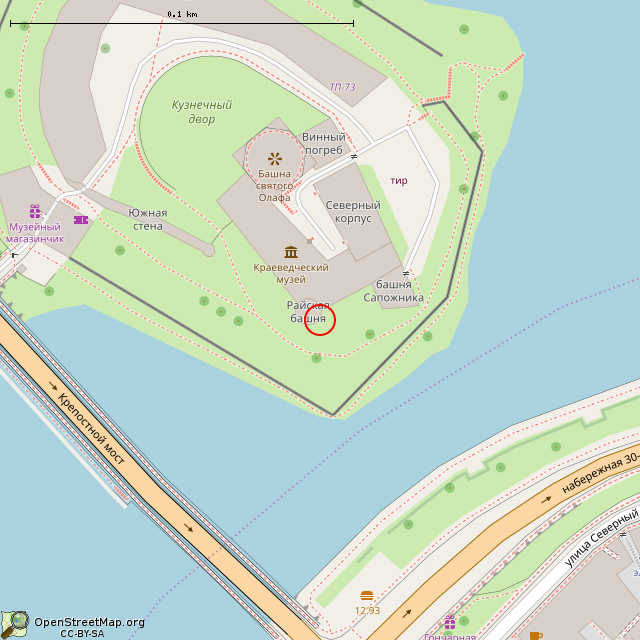 Карта где находится Райская башня (Выборг) в крупном масштабе