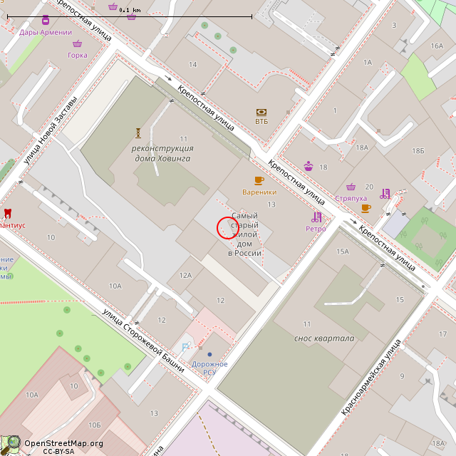 Карта где находится Самый старый жилой дом в России (Выборг) в крупном масштабе