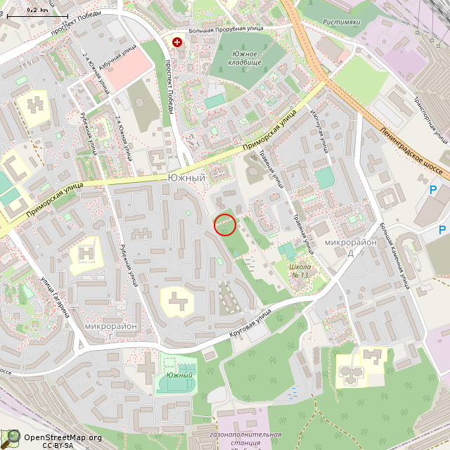 Карта где находится Сгоревший дом (Выборг) в среднем масштабе