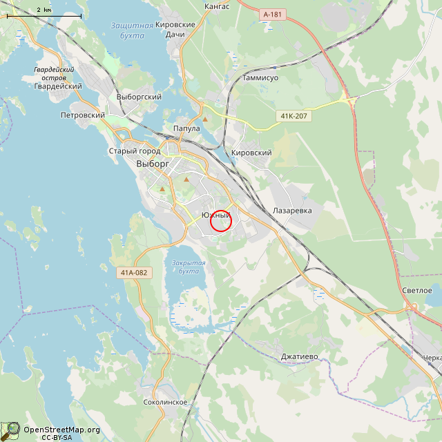 Карта где находится Сгоревший дом (Выборг) в мелком масштабе