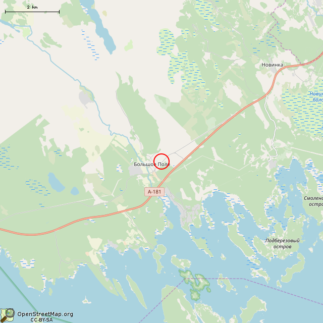 Карта где находится Бывшая школа (Большое Поле) в мелком масштабе