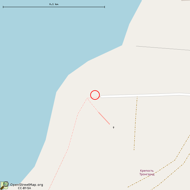 Карта где находится Мортирная батарея (Высоцк) в крупном масштабе