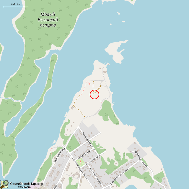 Карта где находится Гарнизон (пороховой погреб) (Высоцк) в среднем масштабе