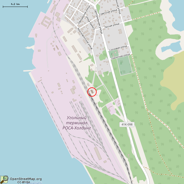 Карта где находится Бывший ж/д вокзал (Высоцк) в среднем масштабе