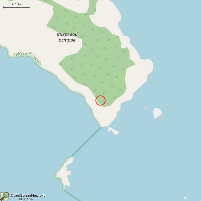 Карта где находится 3-х амбразурный финский пулеметный ДОТ в среднем масштабе