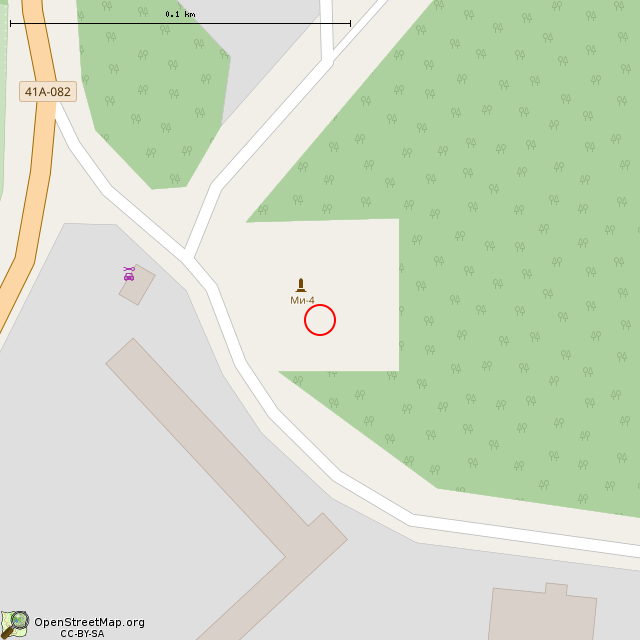 Карта где находится Памятник-вертолёт Ми-4А (Глебычево)      | памятник, монумент, достопримечательность, самолёт/вертолёт – экспонат в крупном масштабе