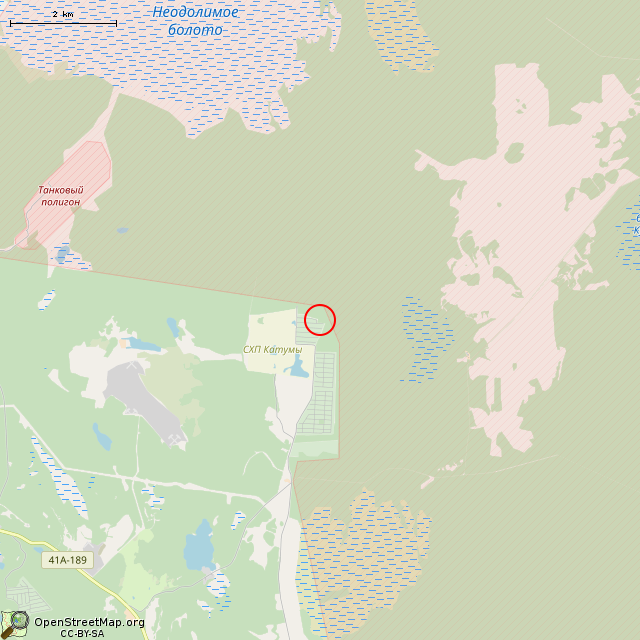 Карта где находится ДОТ № 1008 КаУР в мелком масштабе