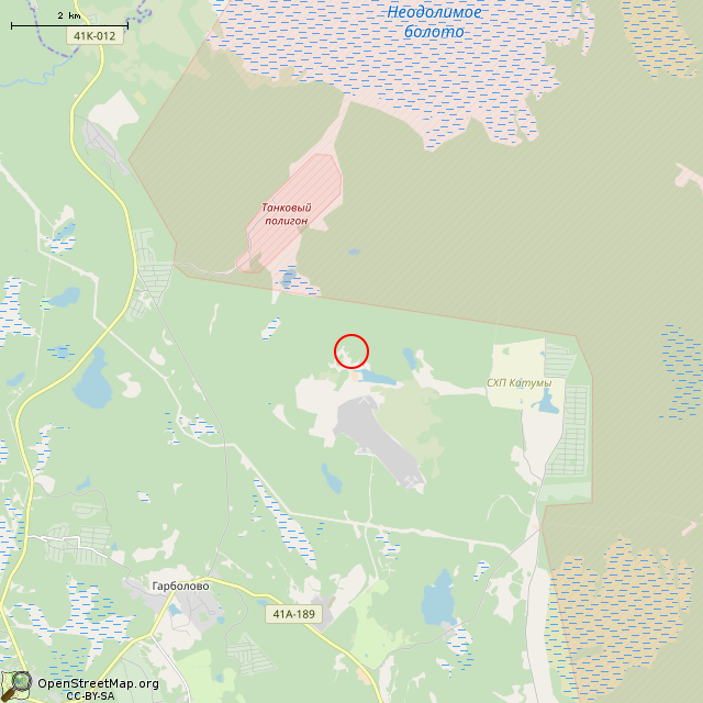 Карта где находится ДОТ (НП) № 1010 КаУР в мелком масштабе