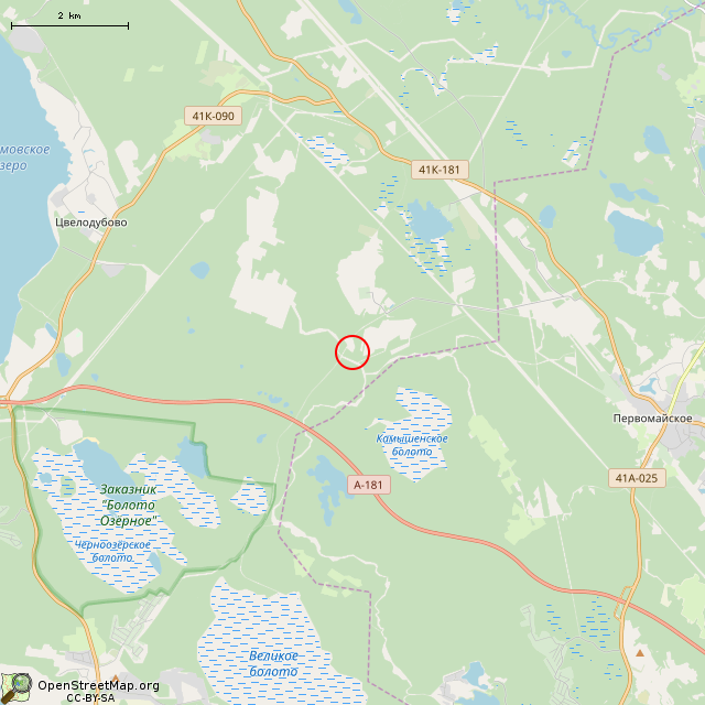 Карта где находится Разрушенные ДОТы в мелком масштабе