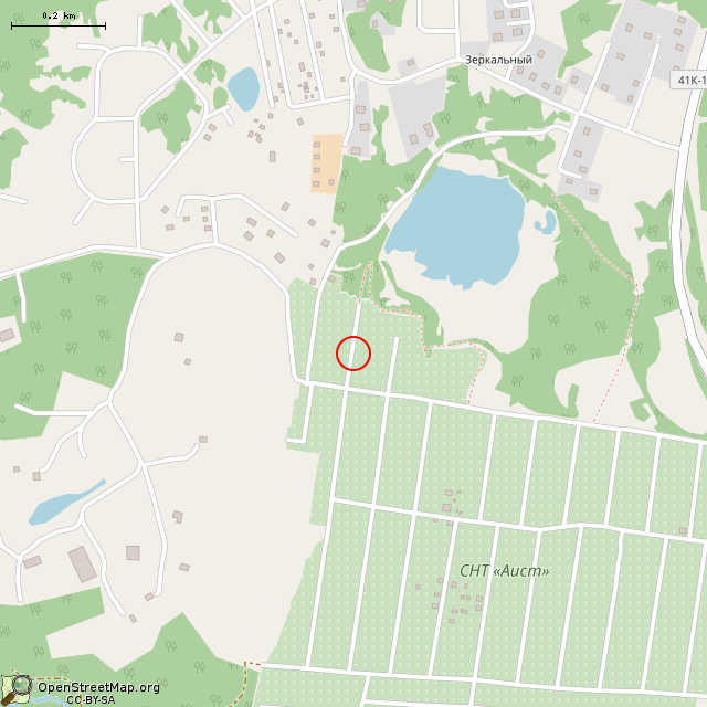 Карта где находится Ложный ДОТ КаУР в среднем масштабе