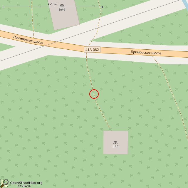 Карта где находится Линия Маннергейма, УР Inkilä, дот Ink7 в крупном масштабе