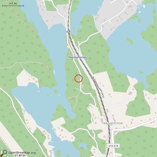 Карта где находится Заброшенное здание (Гвардейское) в среднем масштабе