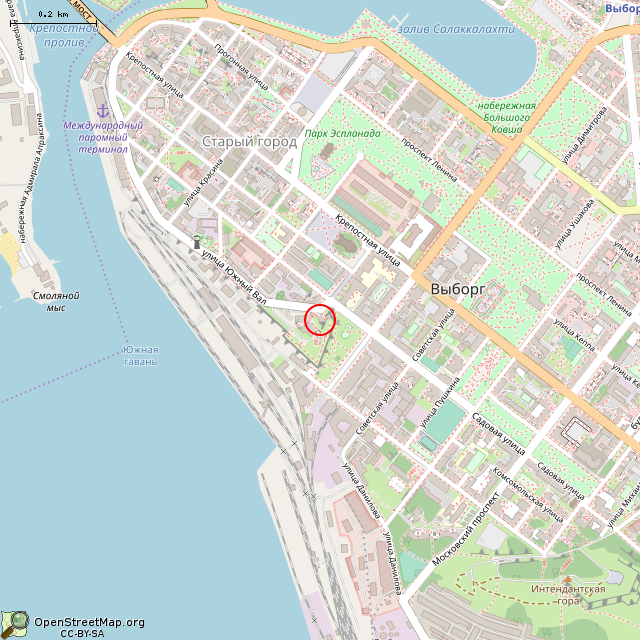 Карта где находится Пороховой погреб (Выборг) в среднем масштабе