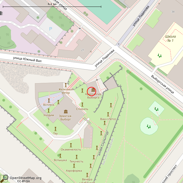 Карта где находится Пороховой погреб (Выборг) в крупном масштабе