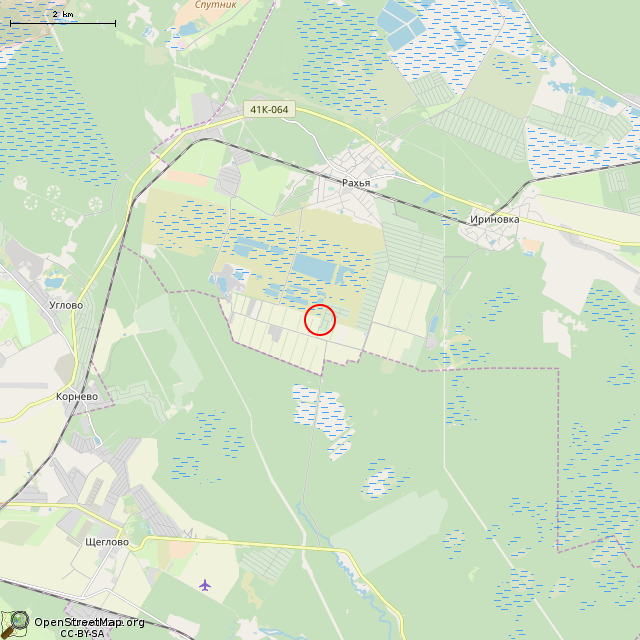 Карта где находится Памятный знак на месте гибели А. Т. Севастьянова в мелком масштабе