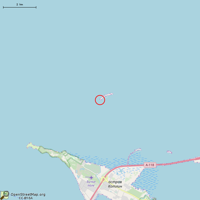 Карта где находится Провалившийся ДОТ № 10 КронУР (Санкт-Петербург) в мелком масштабе
