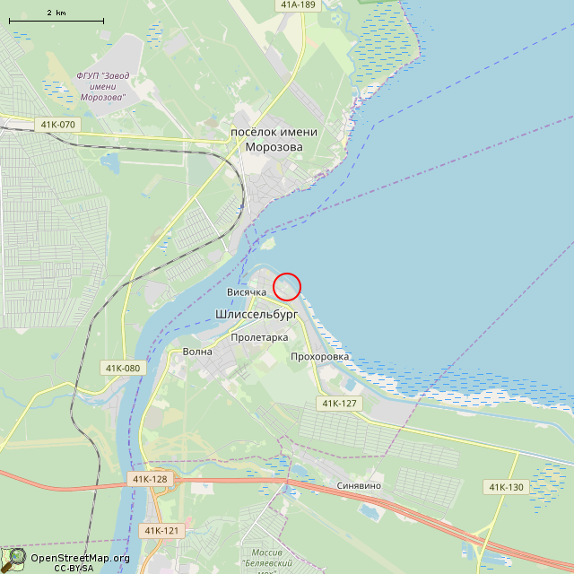 Карта где находится Заброшенный дом (Шлиссельбург) в мелком масштабе
