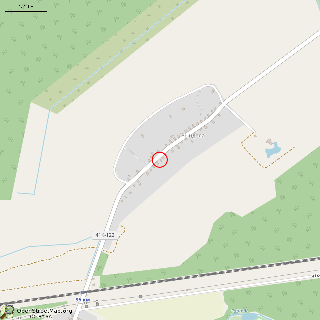 Карта где находится Бывший сельмаг (Рындела) в среднем масштабе