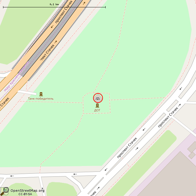 Карта где находится ДОТ № 930 рубежа «Ижора» (Санкт-Петербург) в крупном масштабе