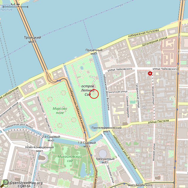 Карта где находится Фонтан в Красном саду (Санкт-Петербург) в среднем масштабе
